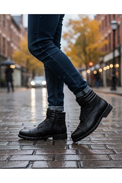 Budaks Genuine Leather Men's Boots with Fur Inside, Water, Snow, Cold Resistant, Non-Slip Thermo Rubber Sole Guaranteed