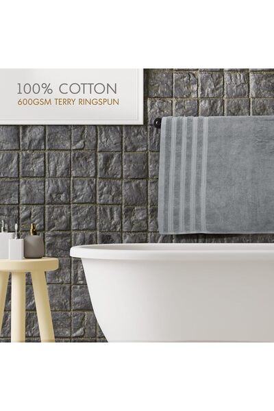 Hotel Linen Klub Bath Towels 2-Pack, 100% Ring-Spun Cotton Terry, 600 GSM, 70x140 cm, Silver