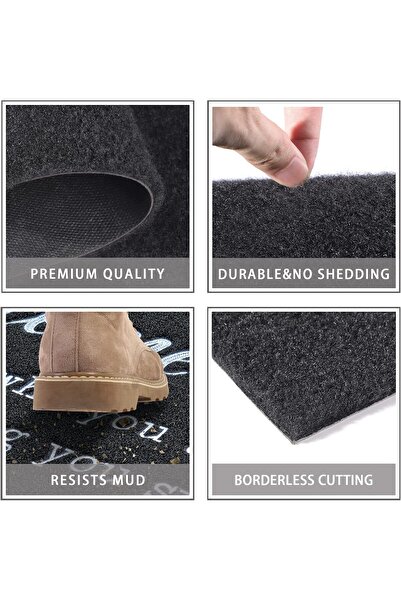 Generic Welcome Doormat for Front Door & Entry - Non-Slip Heavy-Duty Rubber-Backed, Low-Profile Black, Large