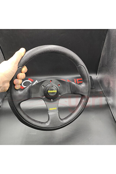 carlone Momo Spor Yarış Direksiyonu-Ofsetsiz-Noktalı ve Kaymaz Desenli Deri 30cm