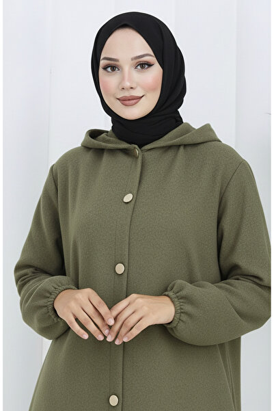 sefamerve Buttoned on the Front Hooded Cap 0188-04 Khaki Green