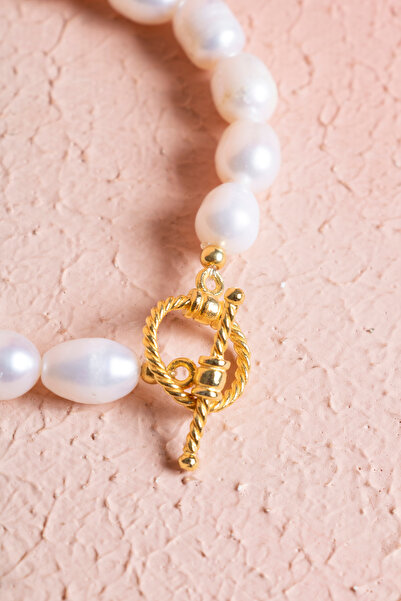 OSMANLI DOĞAL TAŞ Certified Silver Clasp Pearl Natural Stone Bracelet (Sk:054)