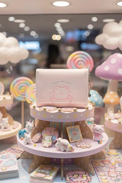 Miniso Küçük Ayı Serisi Üç Bölmeli Kadın Cüzdanı (Pembe)