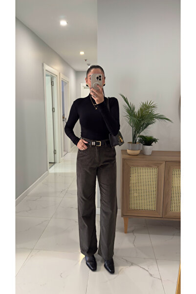 BİRCANÇİL Zr Dute Khaki Velvet Straight Jeans