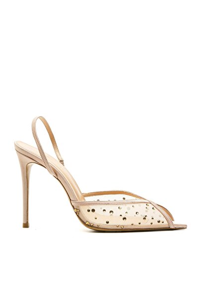 Sofia Baldi Cros Bej Textile Women's Heel Sandals