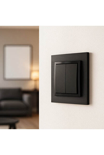 VISION LIGHTING DOUBLE SWITCH 10A TITANIUM BLACK