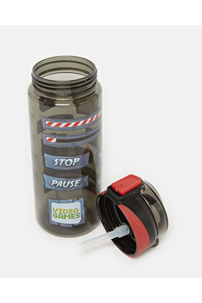 REDTAG Black Printed Water Bottle (600ml)