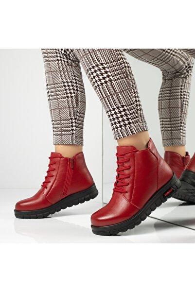 BMoD Women's red boots with thick sole and zipper MOD06473