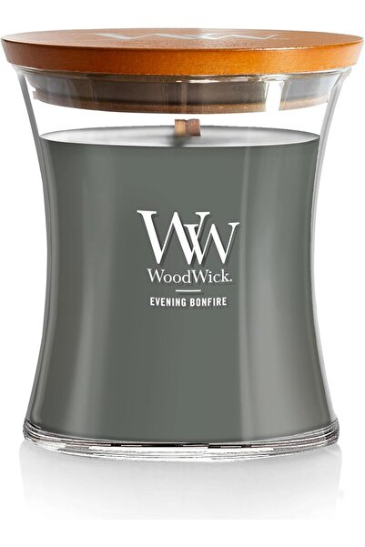 Generic WoodWick Medium Hourglass Candle - Evening Bonfire Scent, Soy Wax, Wooden Wick