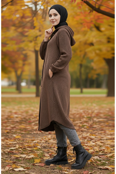 sefamerve Καπέλο με με κουκούλα κουμπιά 0201-13 Καφέ