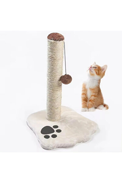 zola Sharp claw holder and toy for cats, pole and string and ball, height 43 cm, cream/brown