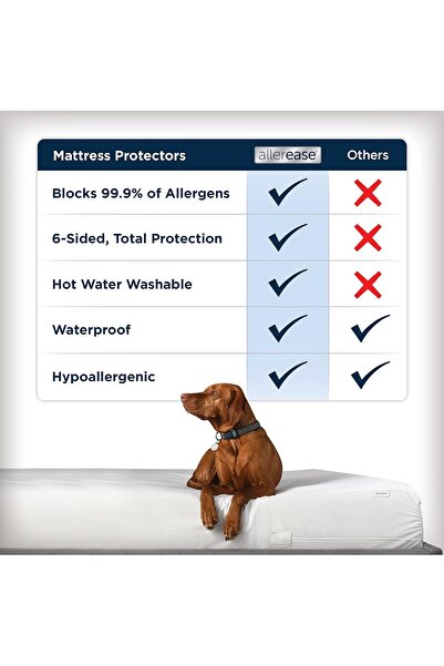 Aller-Ease Dual Zipper Hypoallergenic Waterproof Mattress Protector, Polyester, White, Twin