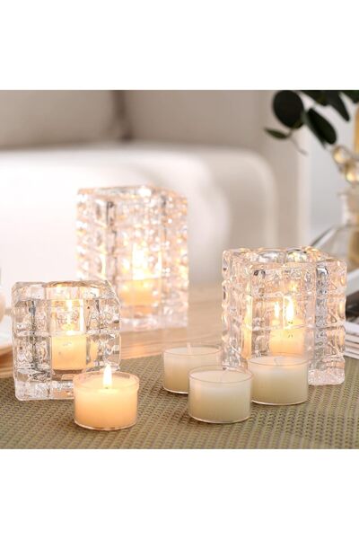 Generic 100 Pack Transparent Ivory Unscented Tea Light Candles - 6-7 Hour Burn - Kinkxiang