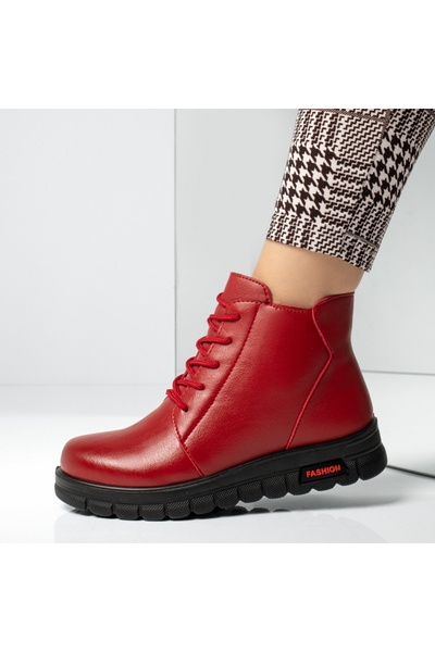 BMoD Women's red boots with thick sole and zipper MOD06473