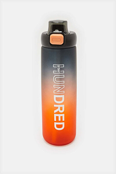 REDTAG Black And Orange Printed Water Bottle (880ml)