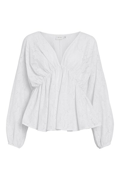 VILA Oberteil mit langen Ärmeln VISEBA V-Ausschnitt