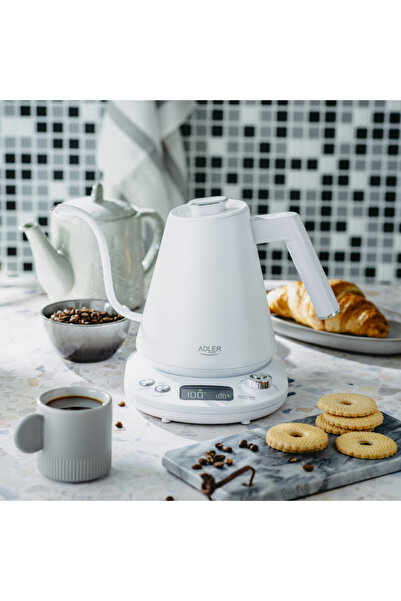 adler Electric kettle AD 1349W, 1100W, 1 l, 40-100 C, Keep warm, LED display, White
