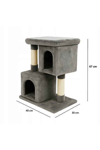 zola 2-tier cat play set with houses, scratching post, MDF