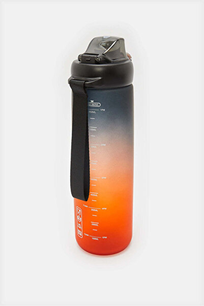 REDTAG Black And Orange Printed Water Bottle (880ml)