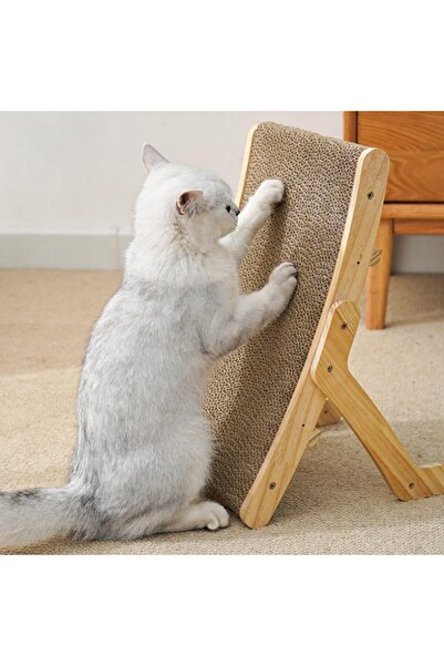 zola Cat claw scratching and relaxation stand, wooden frame, 43x25 cm, brown/grey