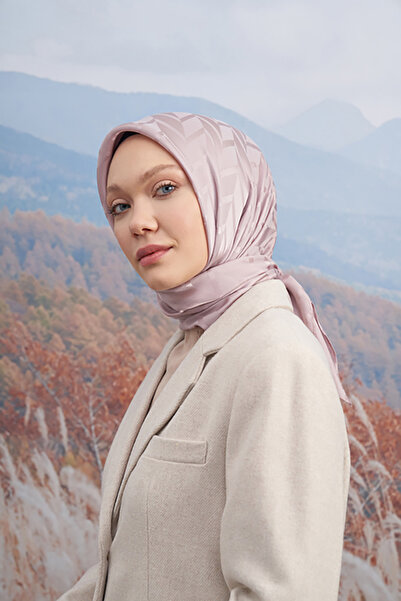 ARMANDA İTALYAN JAKAR ZİGZAG DESEN EŞARP - SİSLİ PUDRA