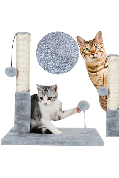zola Sharp claw holder and cat toy, pole with rope and ball, stable base, 34 cm, gray