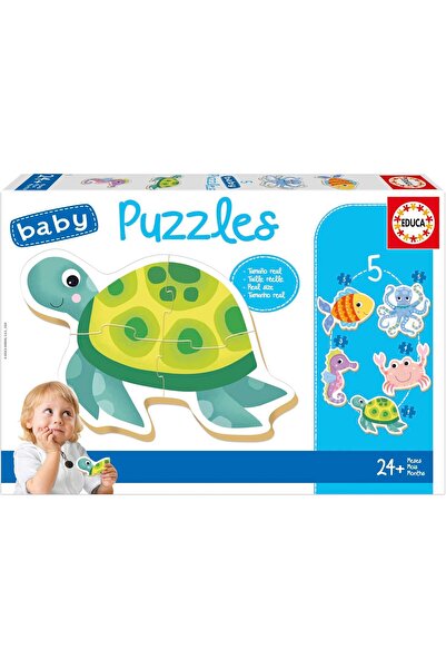 EDUCA Baby - 5 Progressive Puzzles - Aquatic Animals - 21 Total Pieces - Ages 24 Months+ - 19951E