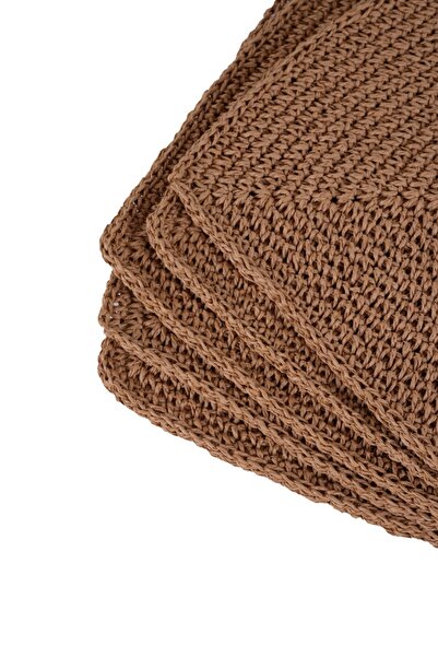 Evora concept Kahverengi Kare El Yapımı Örme Supla – Bohem & Rustik Masa Deko...