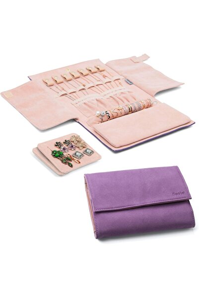 Becko US Travel Jewelry Roll Organizer (Purple)