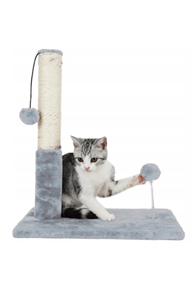 zola Sharp claw holder and cat toy, pole with rope and ball, stable base, 34 cm, gray