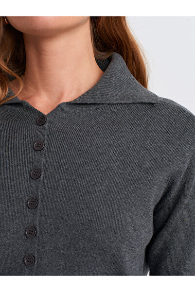 Dilvin Wool Blend Buttoned Knit Sweater