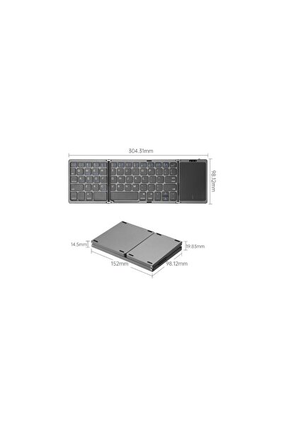 Mmctech Katlanabilir Her Cihaza Bluetooth İle Uyumlu Portatif Taşınabilir Dokunmatik Mini Klavye
