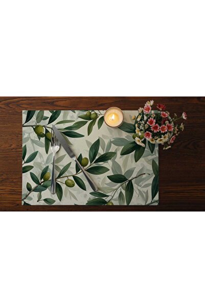 Queen Jera 2-Piece Olive Leaf American Service Cloth |   30X45 cm Mediterranean Style Table Decor