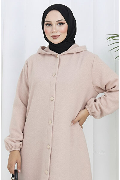 sefamerve Front buttoned Hooded stamp cap 0188-05 beige