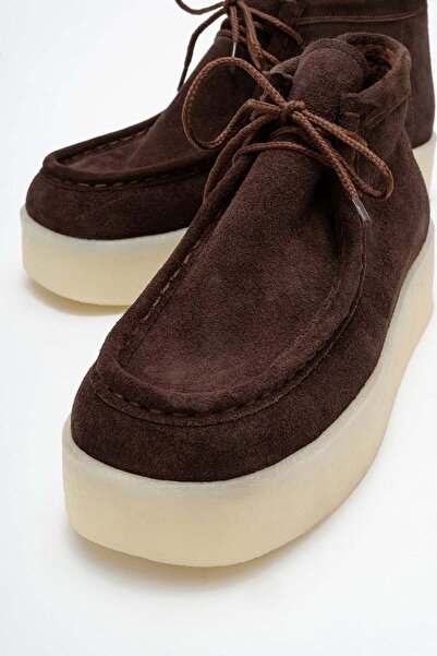 Lizy Shoes Hakiki Süet Kalın Tabanlı Kadın Bootie