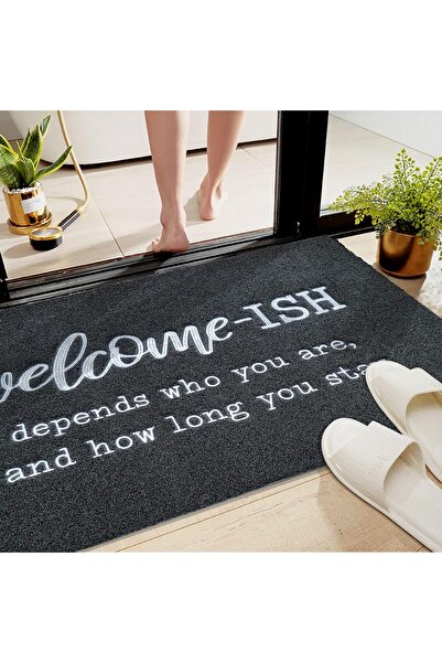 Generic Welcome Doormat for Front Door & Entry - Non-Slip Heavy-Duty Rubber-Backed, Low-Profile Black, Large