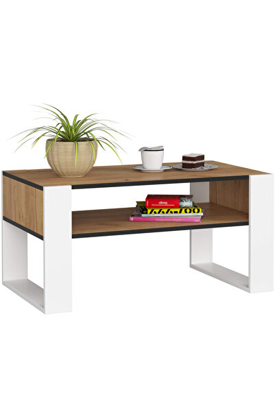 SERSIMO Masă de cafea Domi cu raft inferior, blat laminat, 92x50x45 cm, steja...