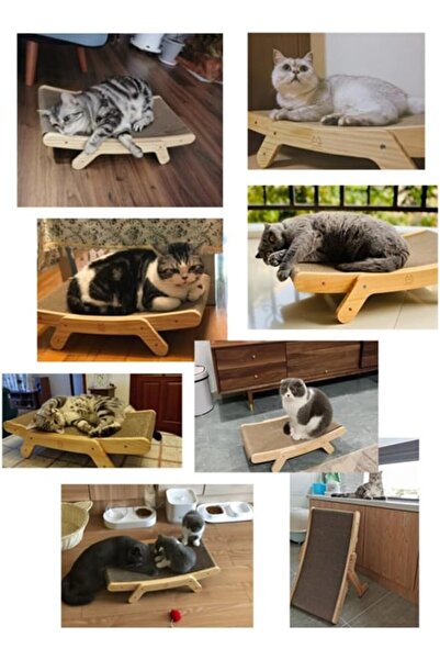 zola Cat claw scratching and relaxation stand, wooden frame, 43x25 cm, brown/grey