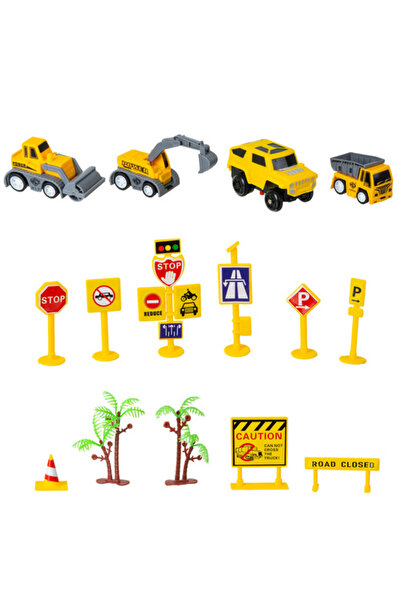 zola Track set with car and equipment, 255 pieces, excavator, bulldozer, dump truck, indicators, plastic