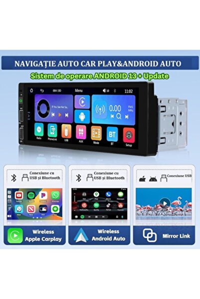 LOONATIQ 1DIN Android 13 Car Navigation - Wireless CarPlay & Android Auto, 6.9 inch