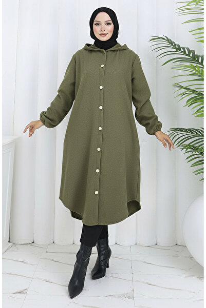 sefamerve Buttoned on the Front Hooded Cap 0188-04 Khaki Green