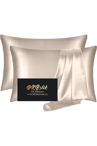 Generic 2 Mulberry Silk Pillowcases for Women, Standard, Smooth, Anti-Acne, Double-Sided, Hidden Zipper, Lig