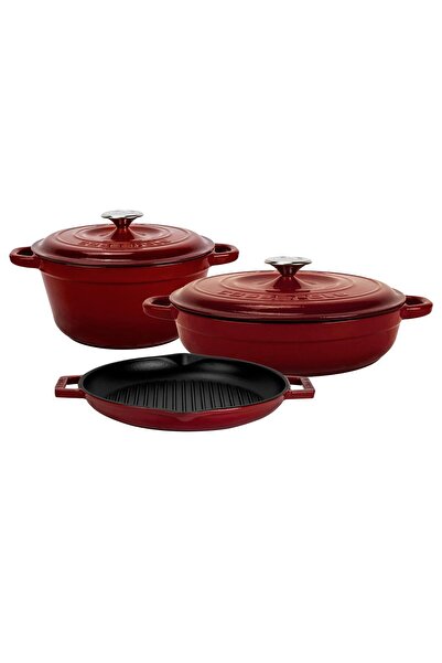 Lava Burgundy Cast Iron Cookware and Grill Set – Chef's Touch on the Tables