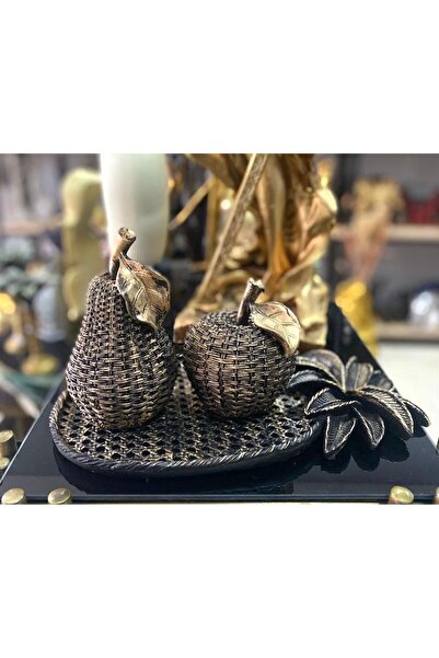 Mirsa Global Dekoratif 3 Lü biblo Elma Armut Ve Tabak Polyester