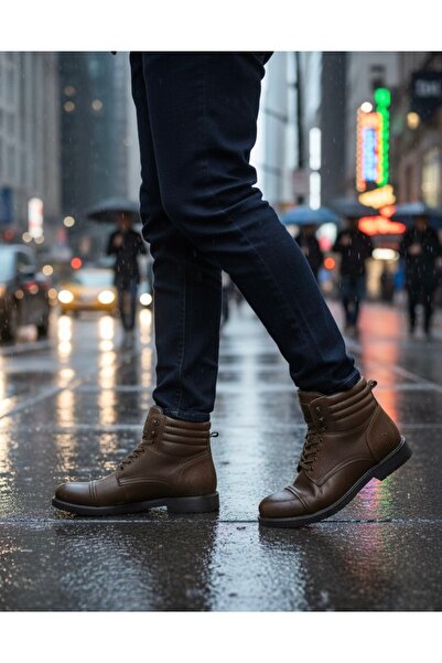 Budaks Genuine Leather Men's Boots with Fur Inside, Water, Snow, Cold Resistant, Non-Slip Thermo Rubber Sole Guaranteed