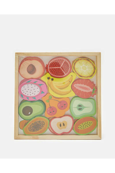 REDTAG صندوق مكعبات بناء فواكه خشبية متنوعة