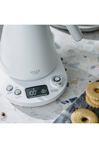 adler Electric kettle AD 1349W, 1100W, 1 l, 40-100 C, Keep warm, LED display, White