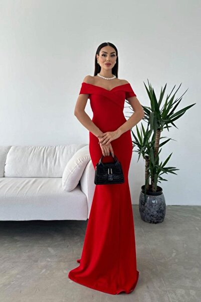 dk denemekabini فستان طويل نسائي من قماش الغوص بياقة قارب وتفاصيل منخفضة عند ...