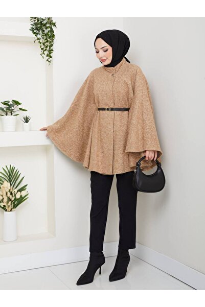 Kirazgym Women's Mock Neck Oversized Long Imported Cashmere Poncho Size 38/46