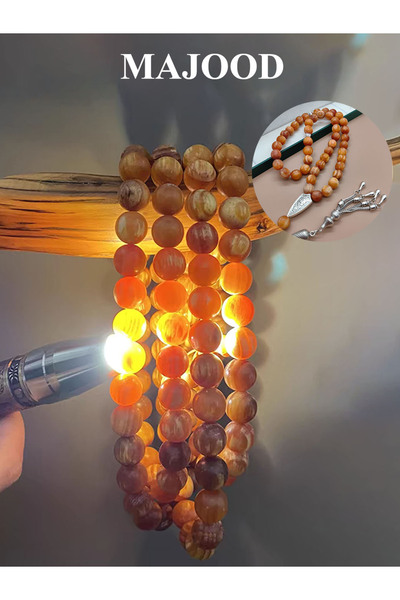 MAJOOD 45 Natural Full-0il Amber Wood Prayer Beads/ Tasbih/10mm/for Men and W...